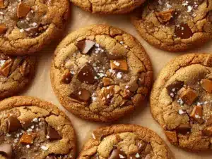 brown butter coffee toffee cookies - featured image