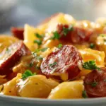 cheesy kielbasa potato crockpot - featured image