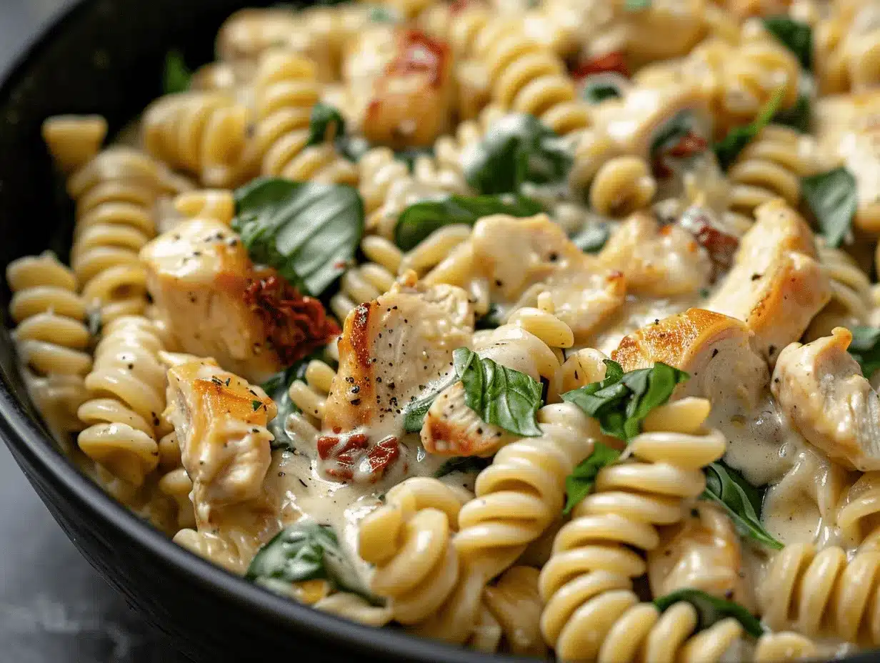 creamy Tuscan chicken pasta bake preparation steps