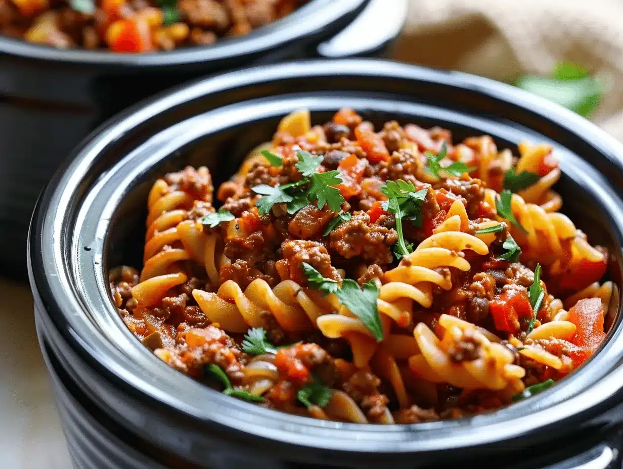 Crockpot Taco Pasta preparation steps