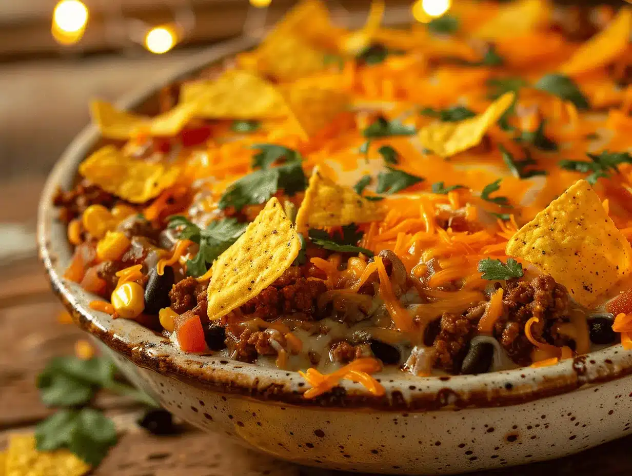 loaded Doritos taco casserole preparation steps