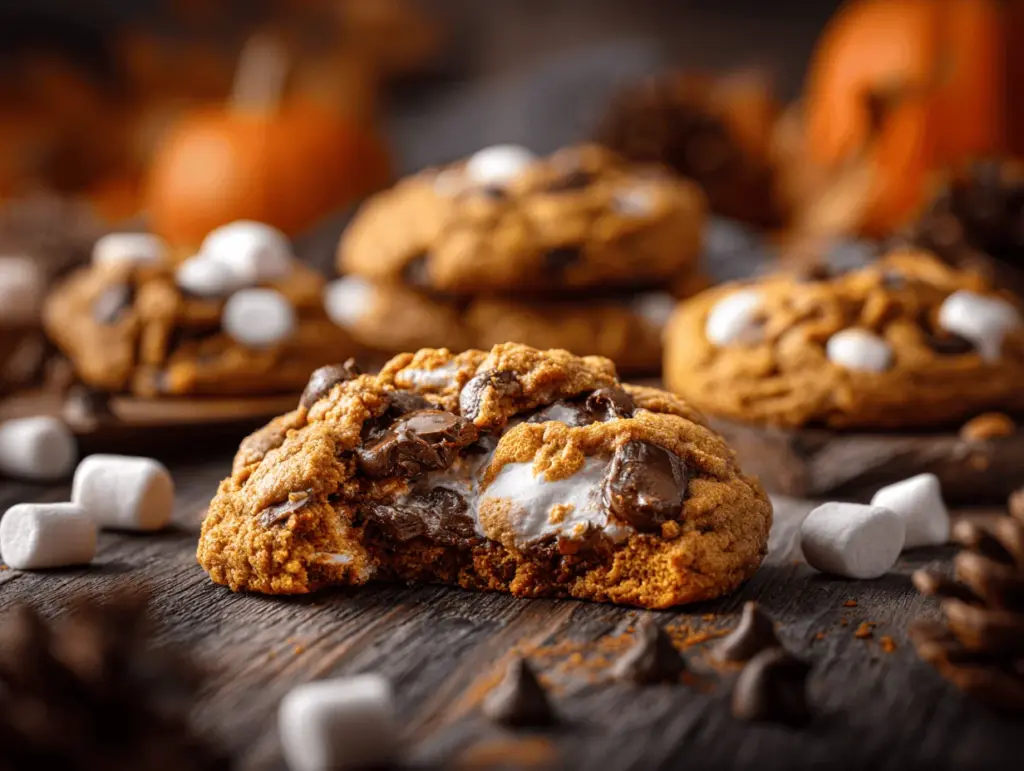 pumpkin smores cookies - featured image