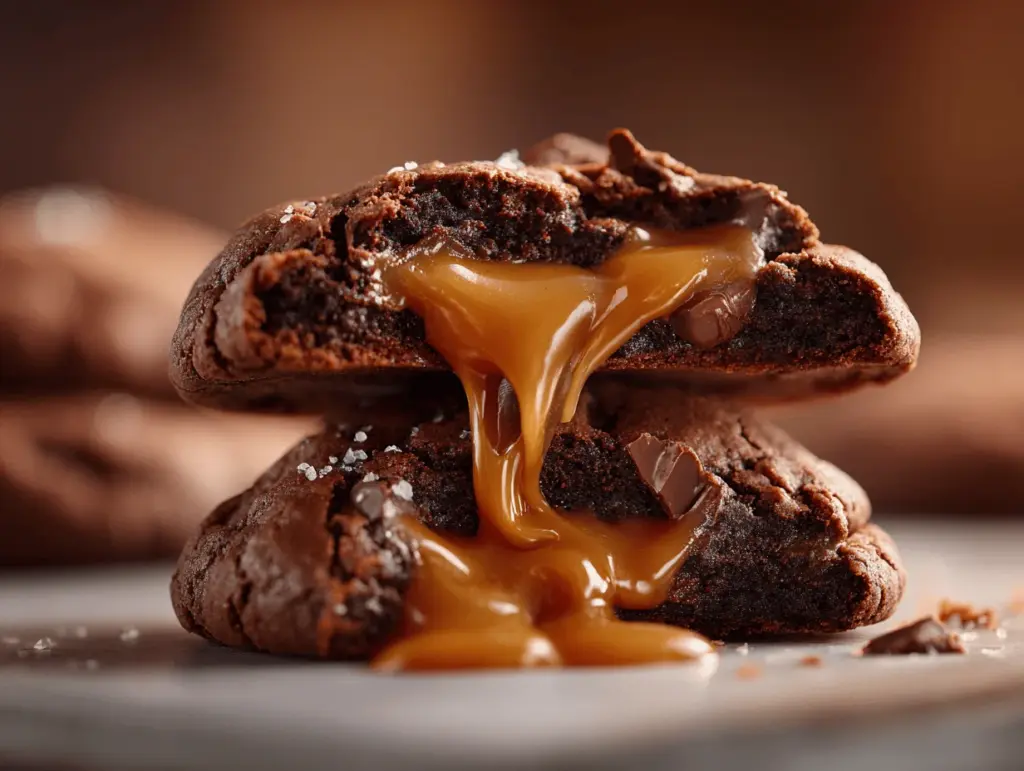 salted caramel chocolate cookies - featured image