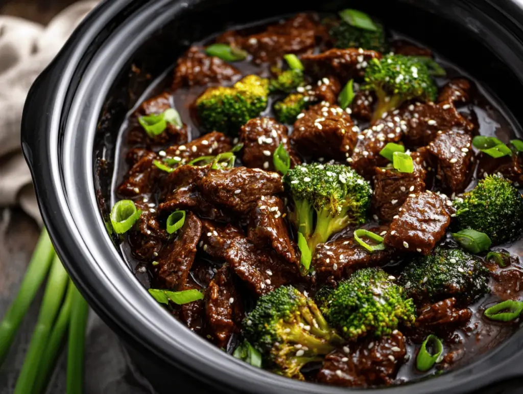 slow cooker beef and broccoli - featured image