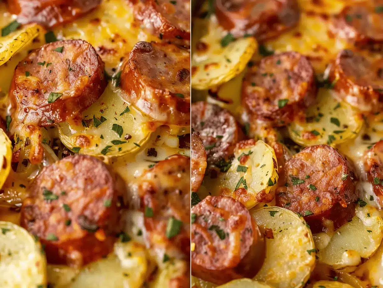 slow cooker cheesy ranch potatoes & sausage casserole preparation steps