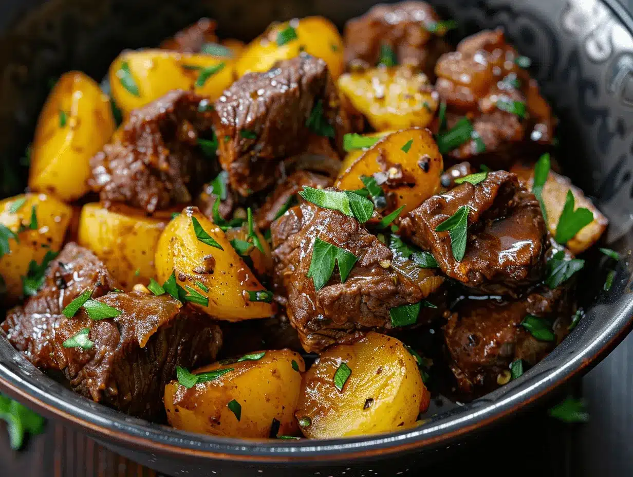 slow cooker garlic butter beef bites preparation steps