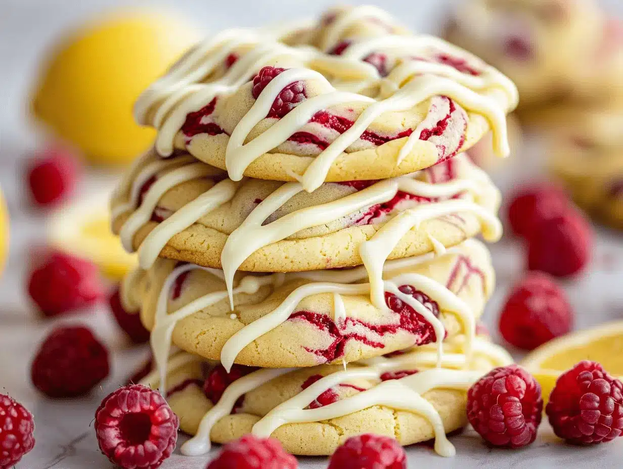 white chocolate lemon raspberry cookies preparation steps