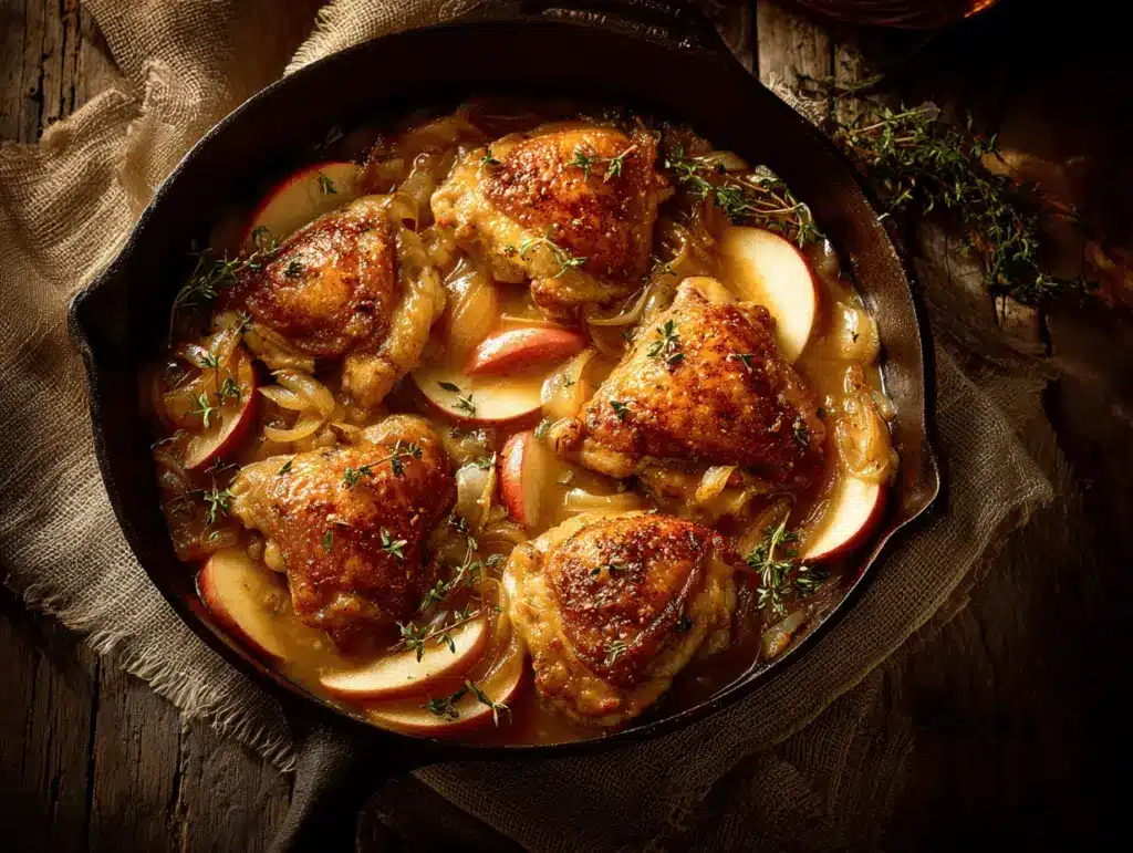 apple cider braised chicken - featured image