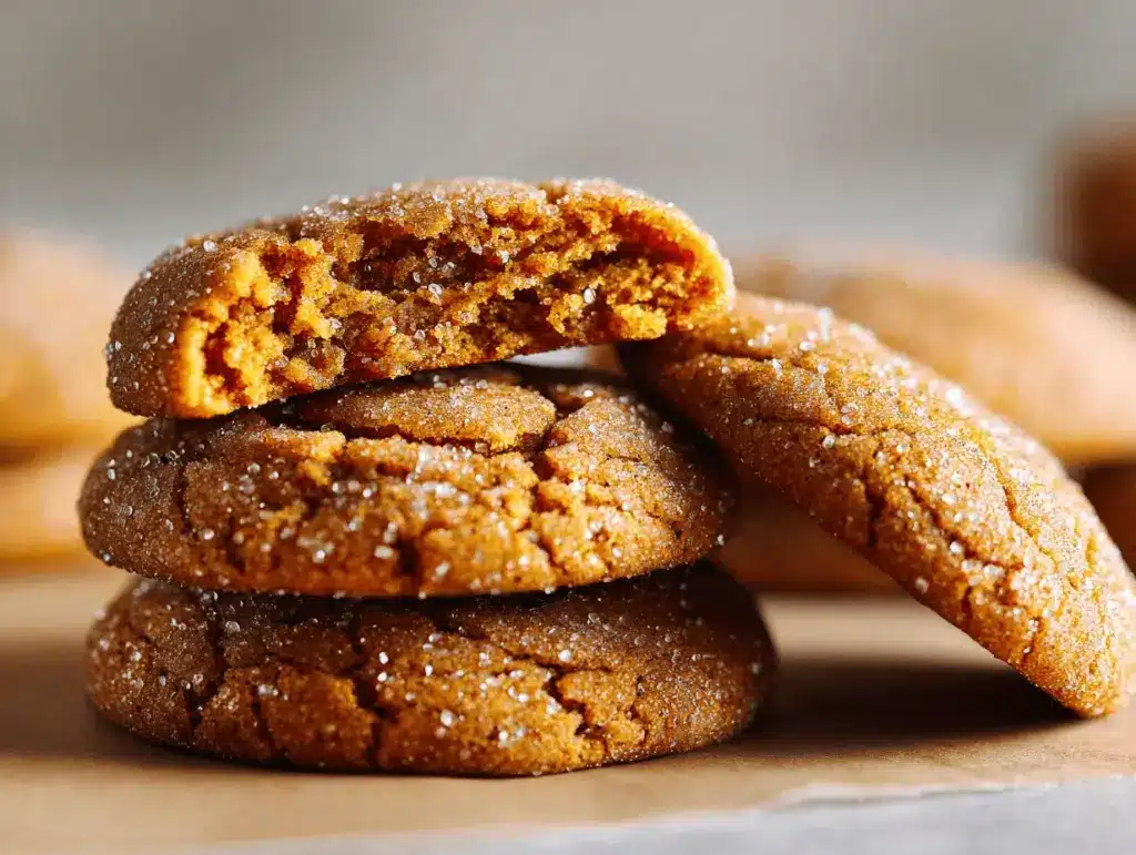 brown butter pumpkin snickerdoodle cookies - featured image