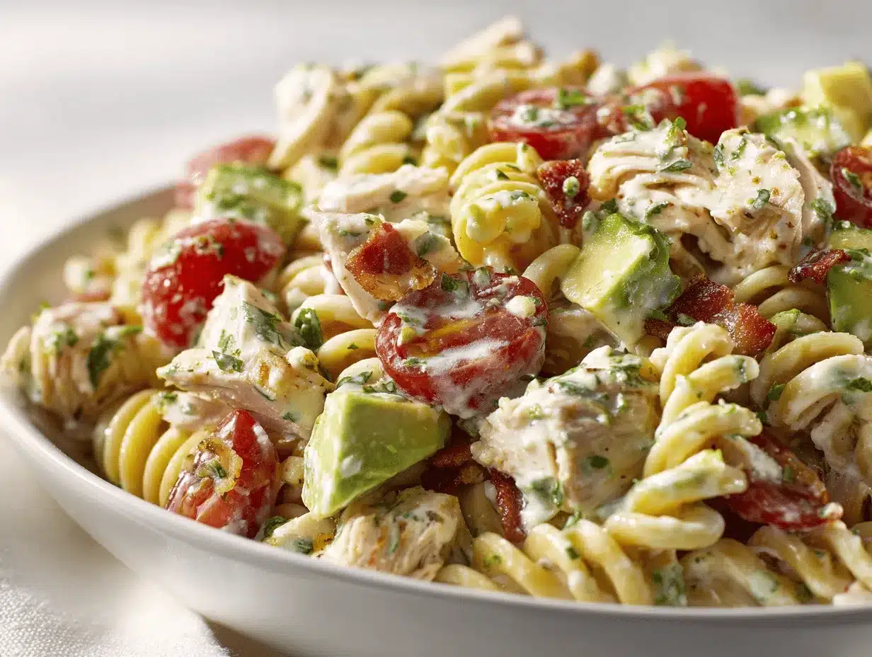 chicken club pasta salad preparation steps