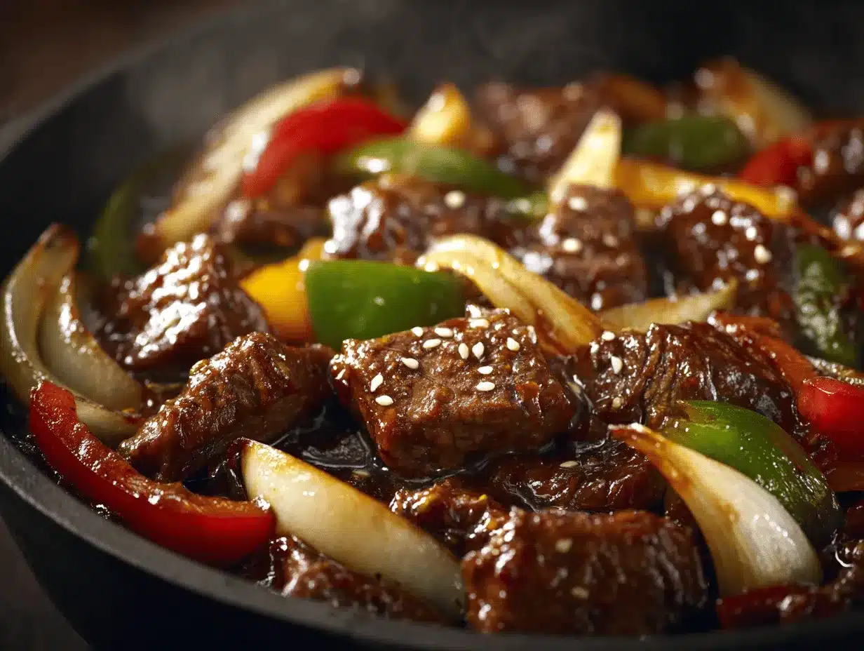 Chinese pepper steak with onions preparation steps