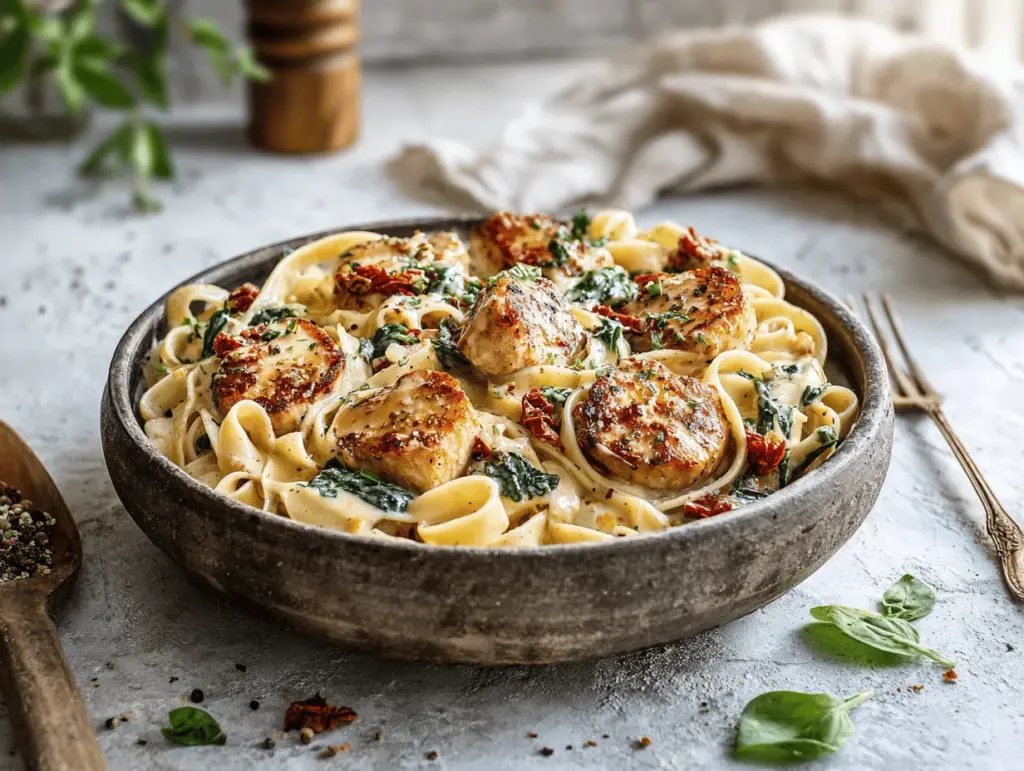 creamy Tuscan chicken pasta - featured image