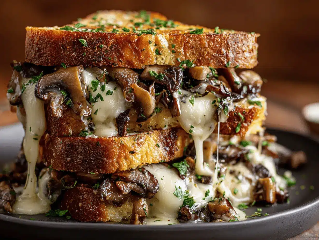 garlic butter steakhouse mushroom melt sandwich preparation steps