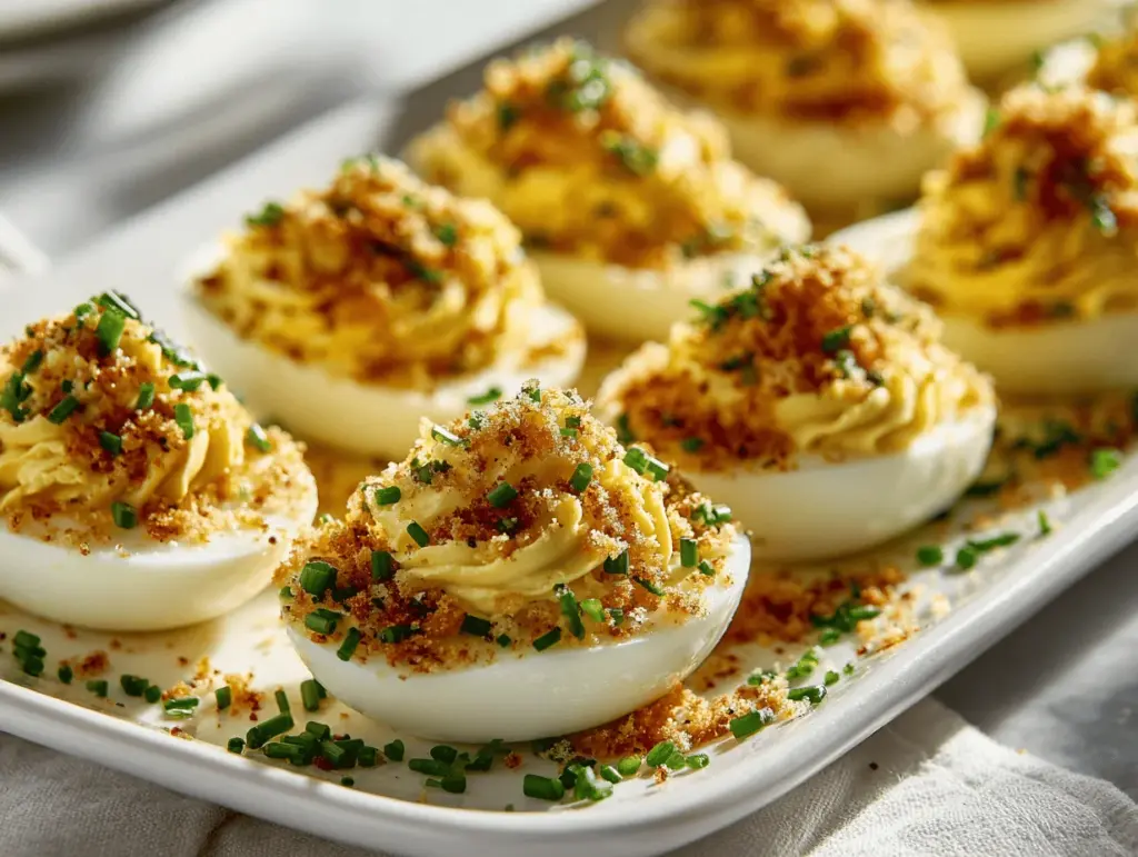 garlic parmesan deviled eggs - featured image