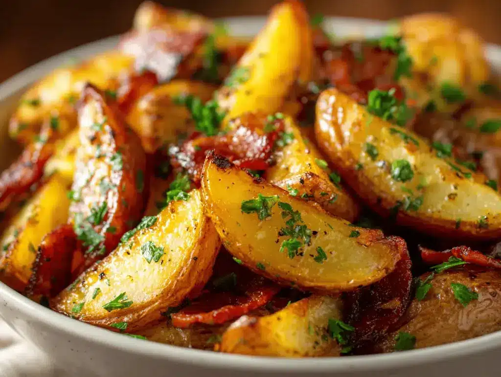 honey bacon roasted potatoes - featured image