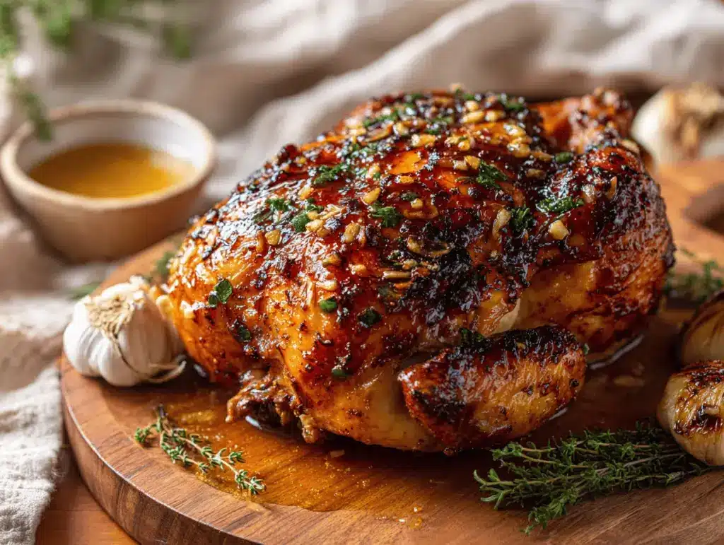 honey garlic rotisserie chicken - featured image
