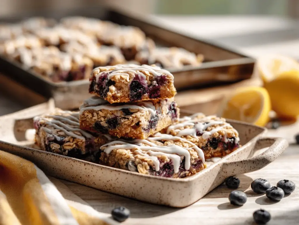 lemon blueberry oatmeal cookie bars - featured image