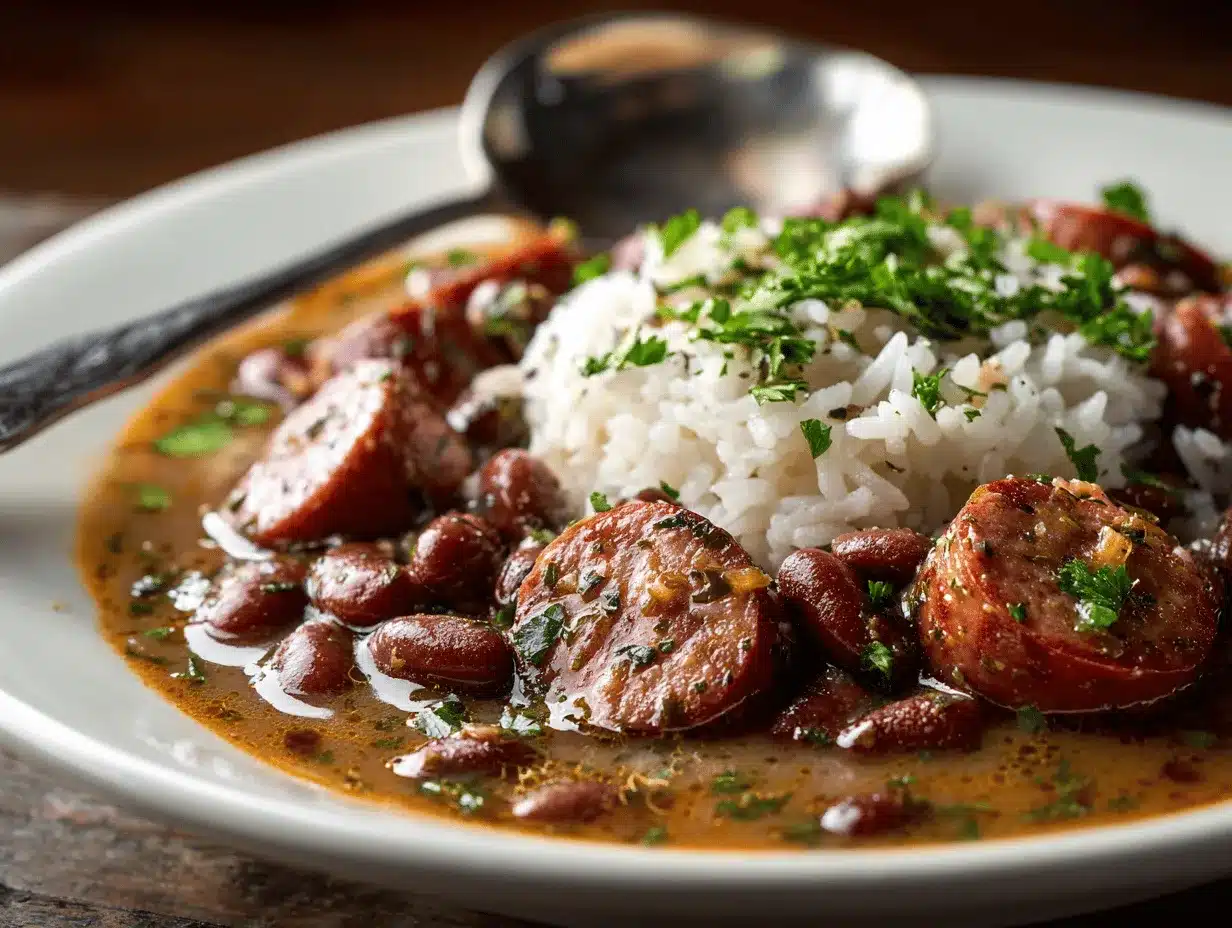 Louisiana red beans and rice preparation steps