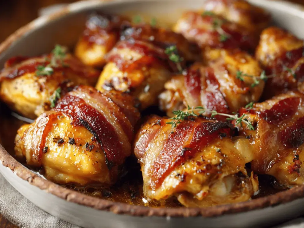 maple bacon baked chicken - featured image
