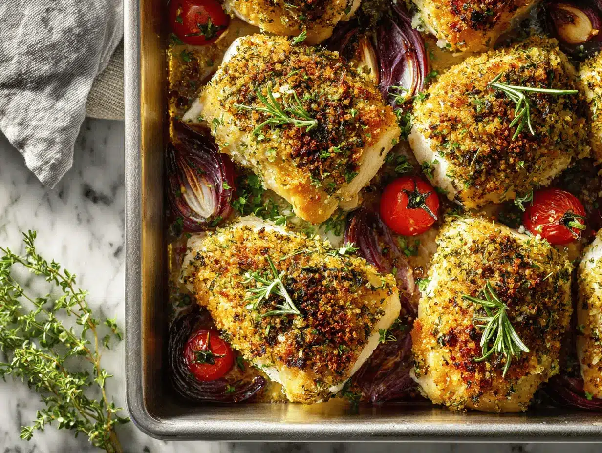 Mediterranean herb crusted chicken preparation steps
