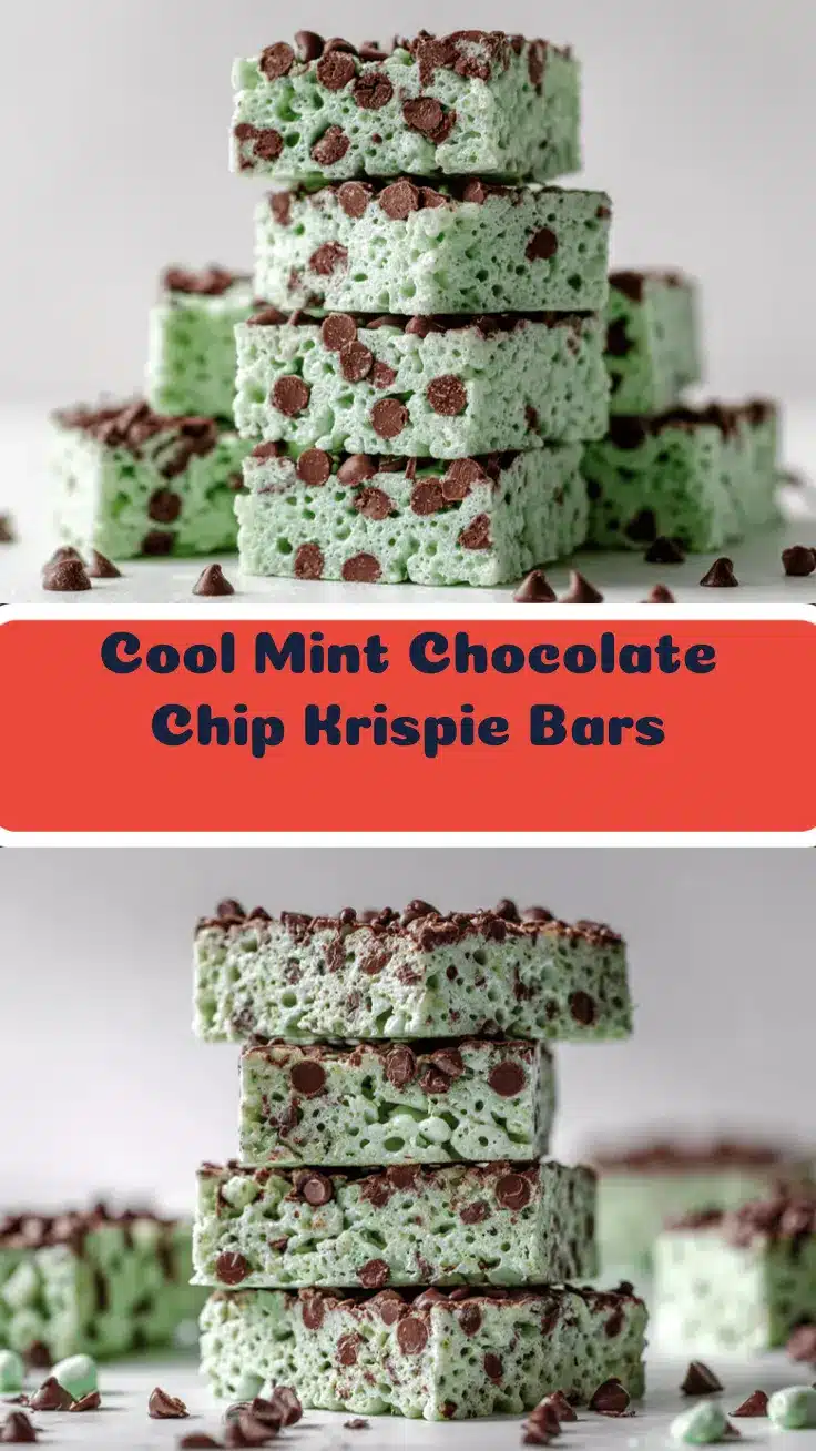 Mint Chocolate Chip Rice Krispie Treats recipe