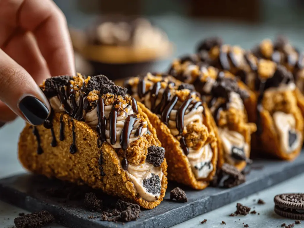 Oreo Cookie Dough Cheesecake Tacos - featured image