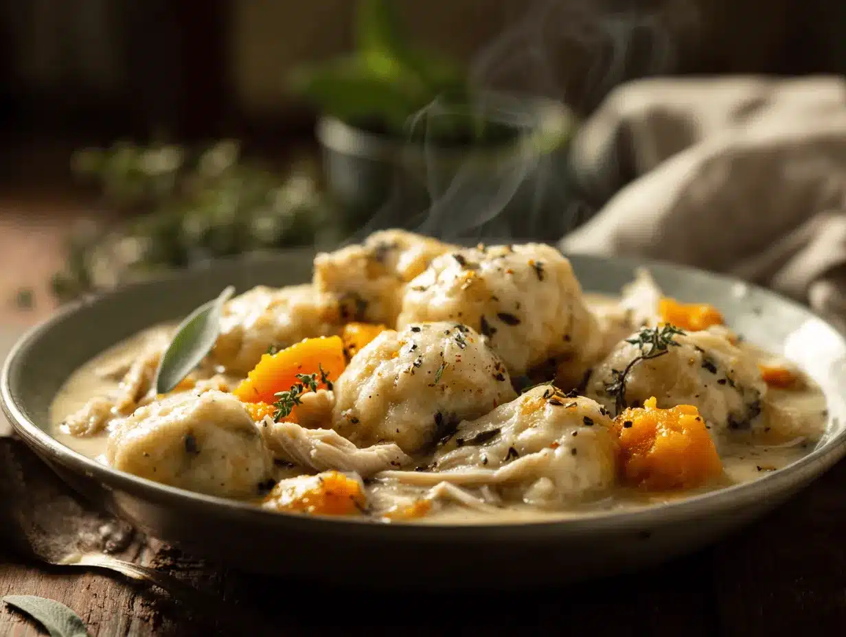 sage and butternut chicken and dumplings preparation steps