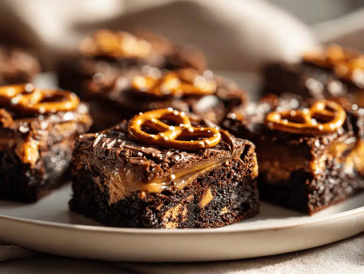 salted caramel pretzel fudge brownies preparation steps