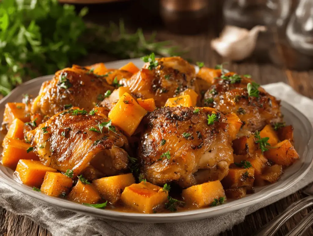 slow cooker chicken with sweet potatoes - featured image