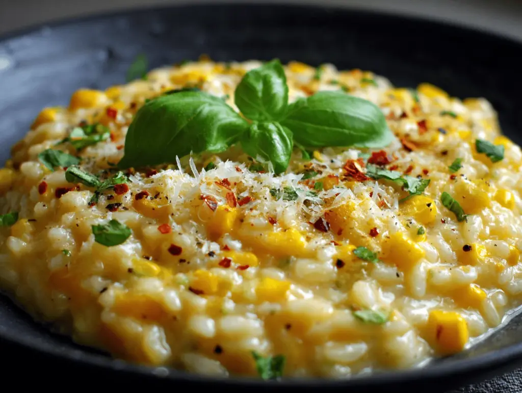 sweet corn risotto - featured image