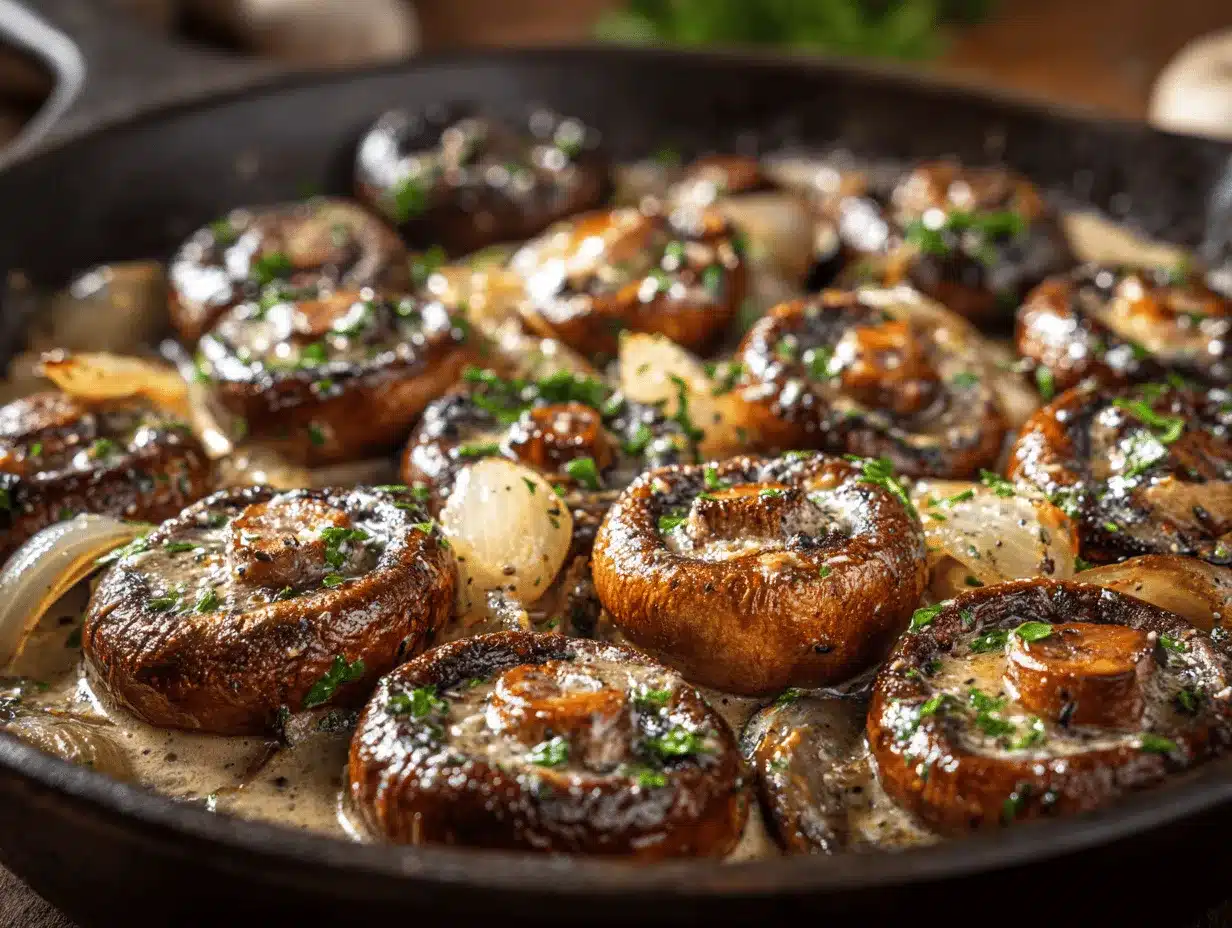 Texas Roadhouse creamy garlic mushrooms preparation steps
