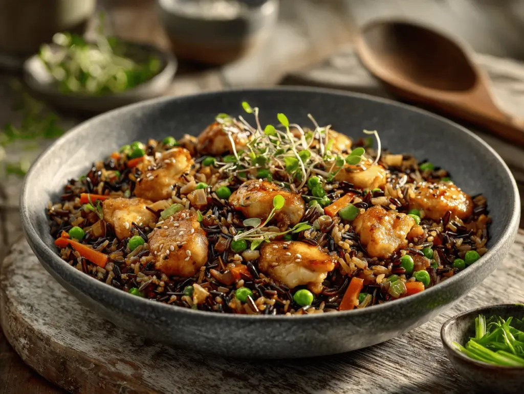 wild rice chicken fried rice - featured image