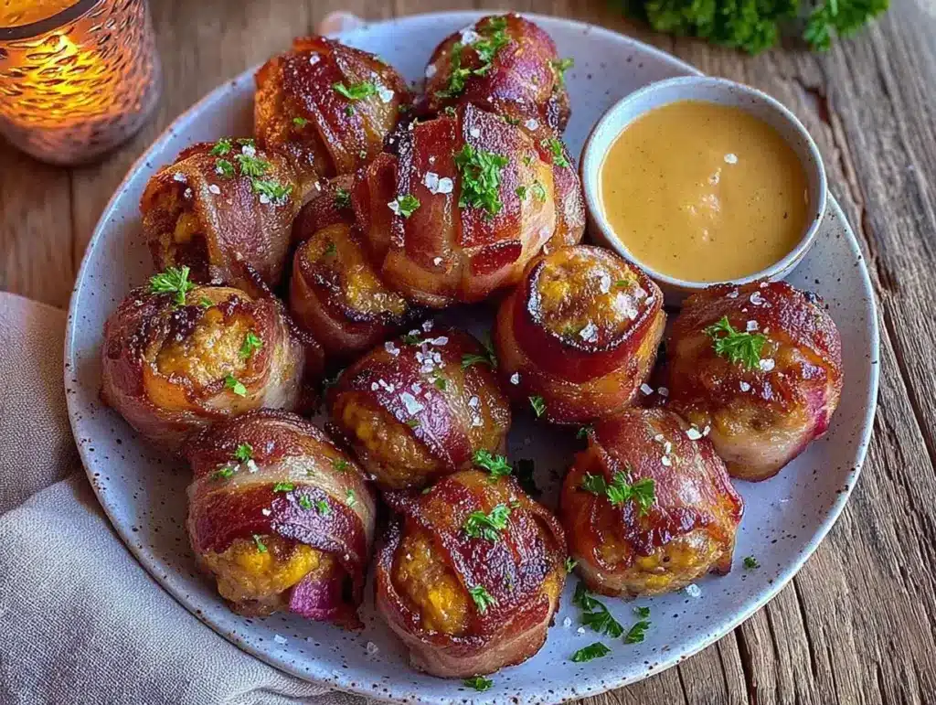 bacon-wrapped turkey meatballs - featured image