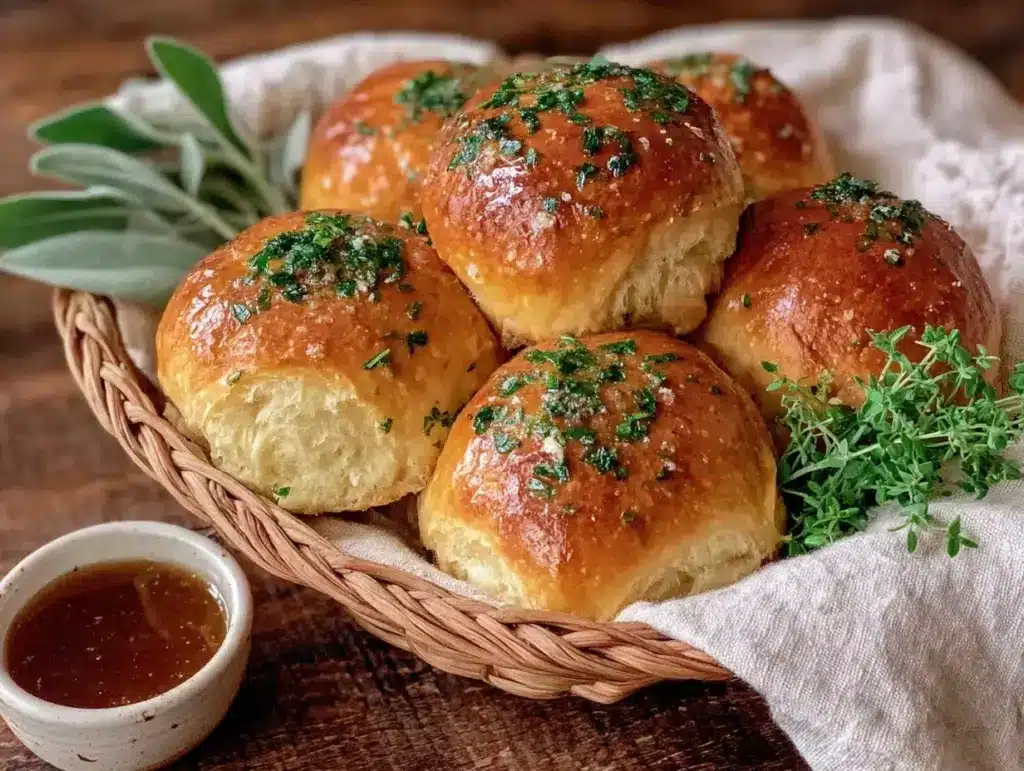 brown butter sage Parker House rolls - featured image