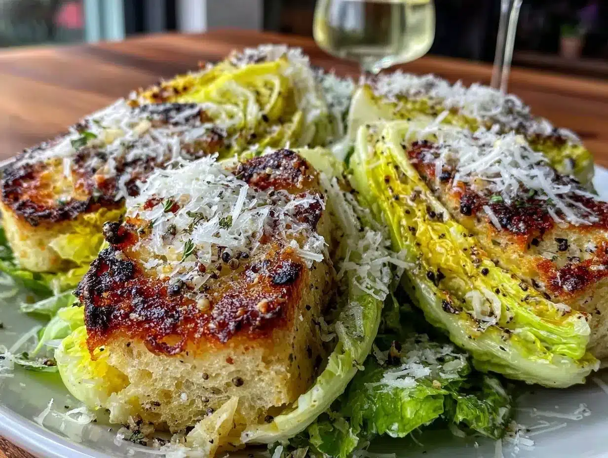 charred romaine Caesar salad preparation steps