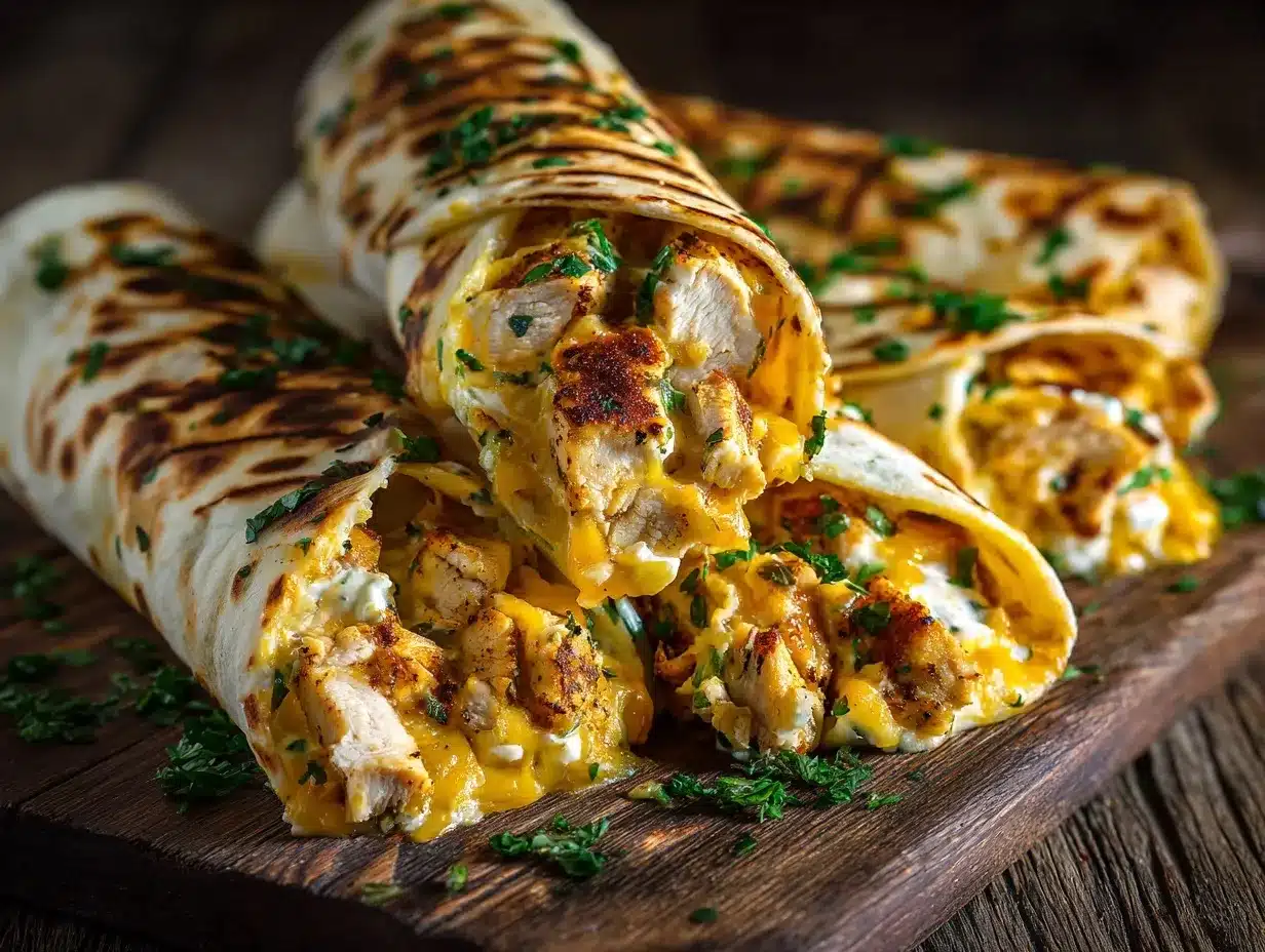 cheesy garlic chicken wraps preparation steps