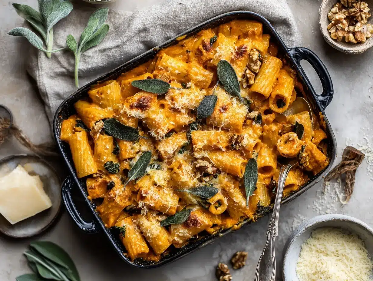 cheesy pumpkin pasta bake preparation steps