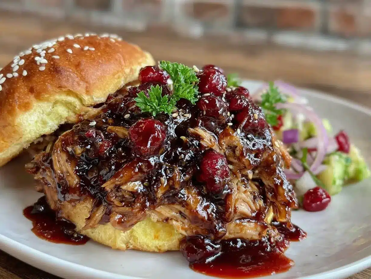 cranberry sauce BBQ pulled turkey sandwich preparation steps