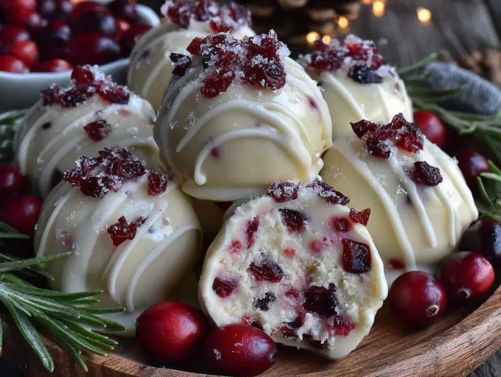 cranberry white chocolate truffles - featured image
