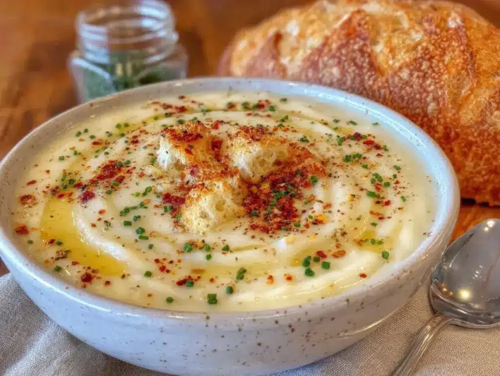 creamy potato leek soup - featured image