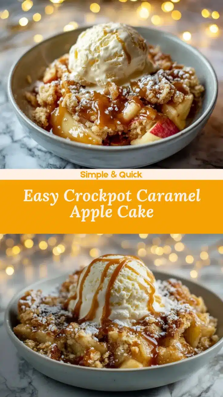 Crockpot Caramel Apple Dump Cake recipe