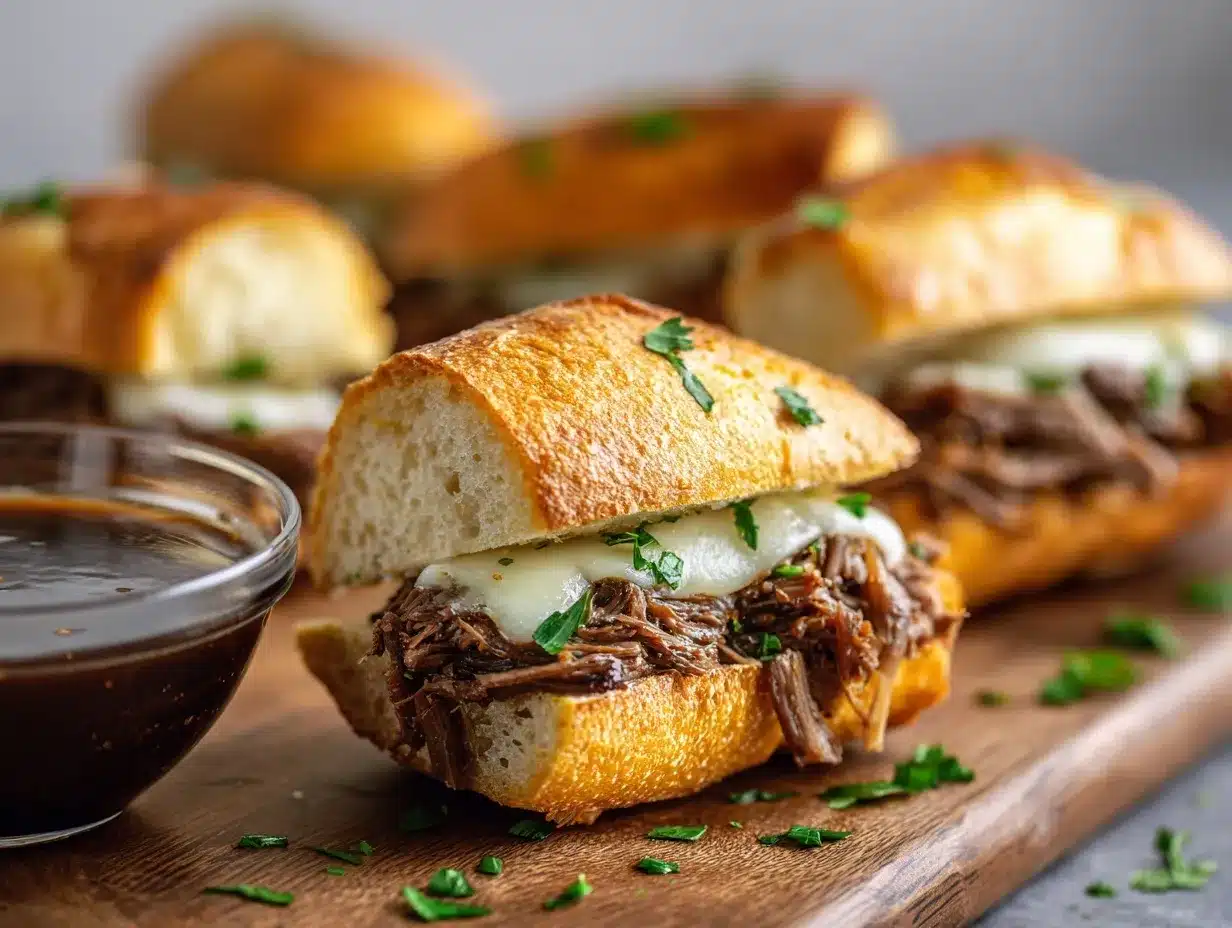 Crockpot French Dip Sandwiches preparation steps