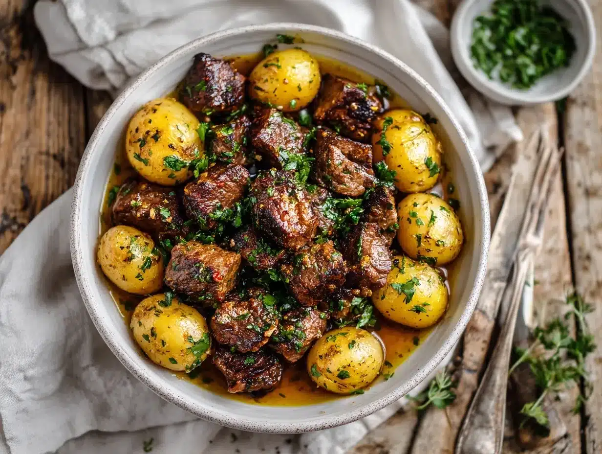Crockpot Garlic Butter Beef Bites preparation steps