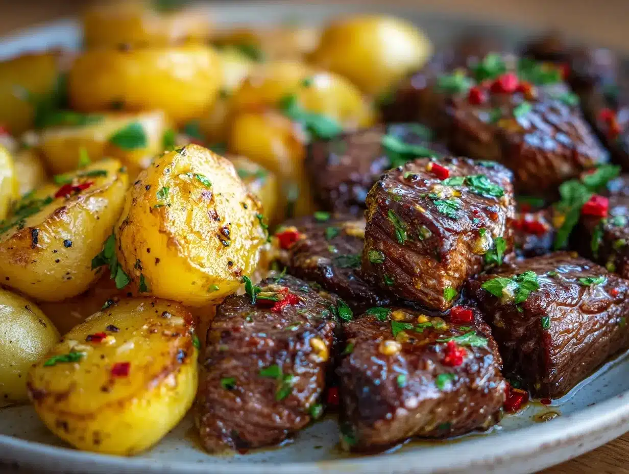 Garlic Butter Steak Bites preparation steps