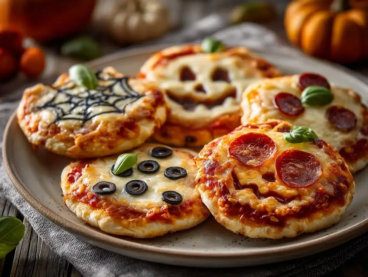 Halloween Mini Pizzas preparation steps