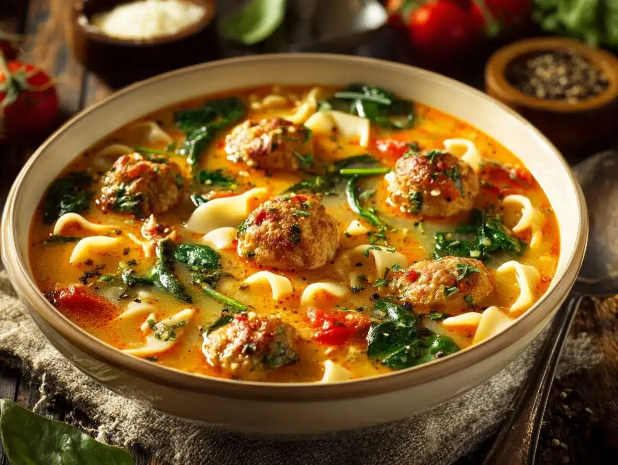 Italian meatball soup preparation steps