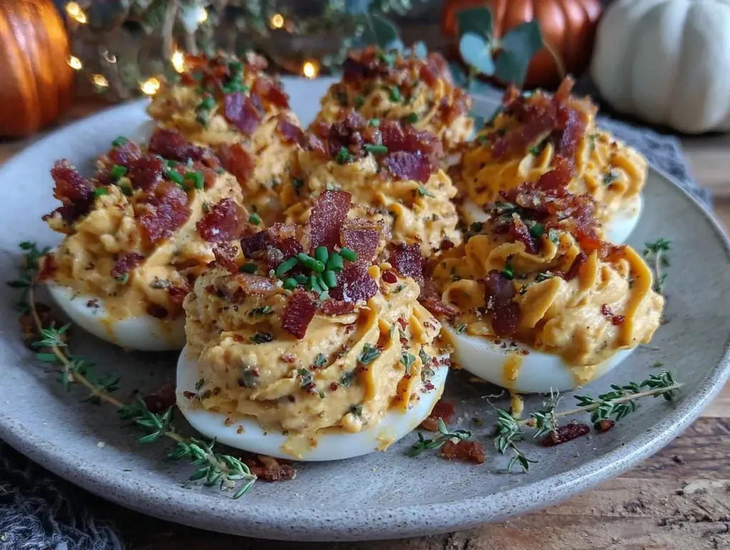 pumpkin deviled eggs - featured image