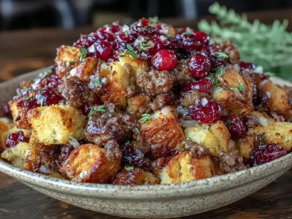 sausage apple cranberry stuffing - featured image