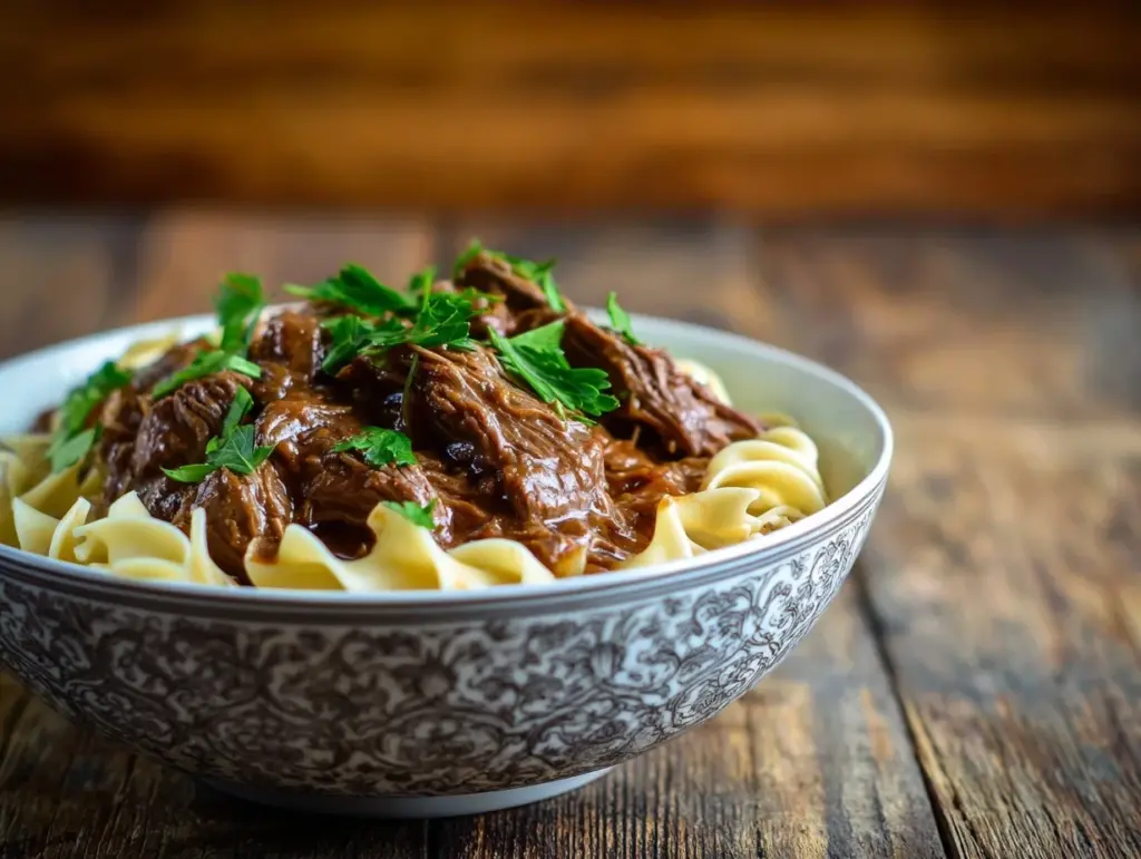 slow cooker beef and noodles - featured image