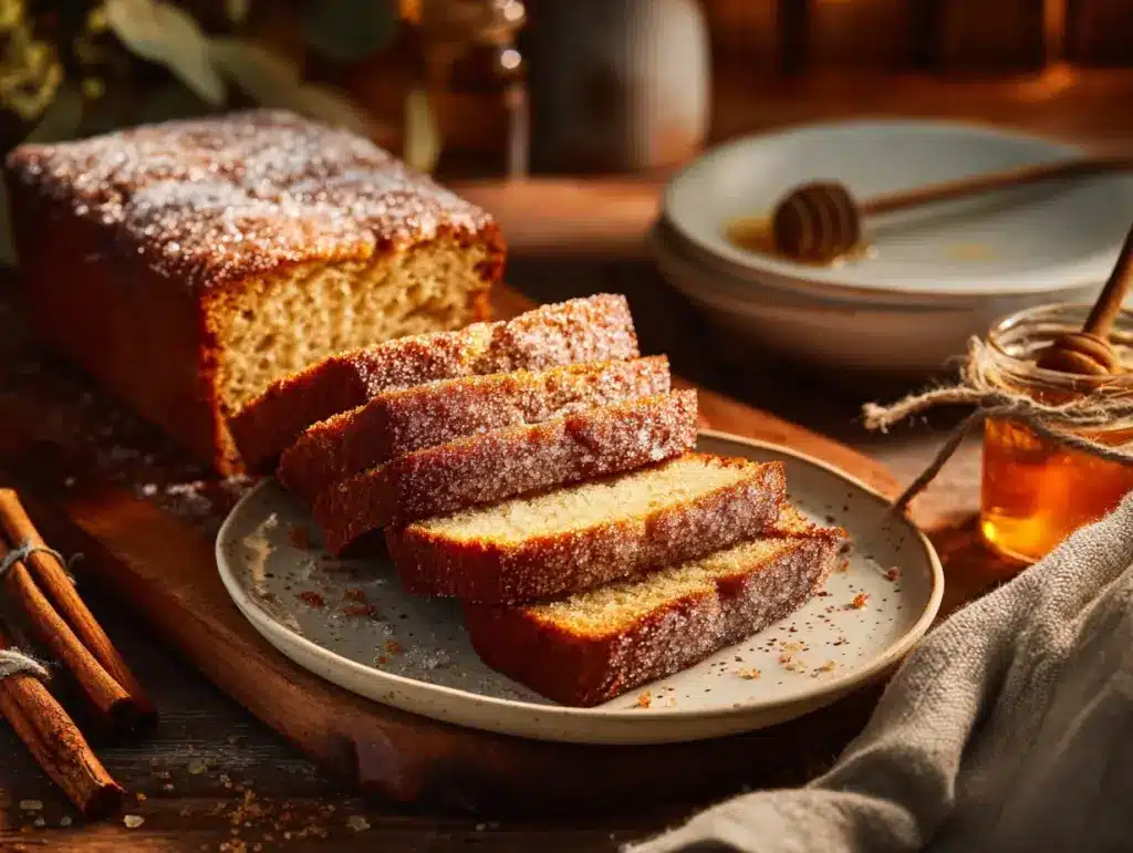 spiced apple cider donut loaf - featured image